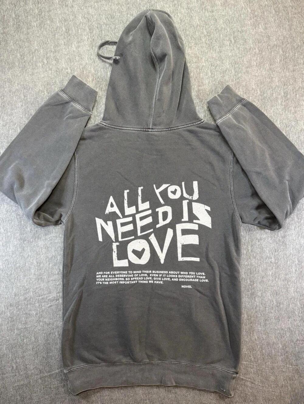 Novel Women’s Sweatshirt-Small/Grey/All You Need Is Love/Independent Trading Co